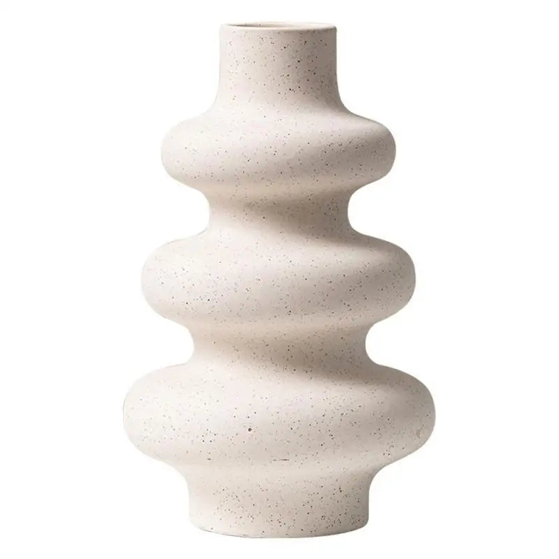 Axyaa Beige Ceramic Vase: Home Decor Flower Arrangement for Garden, Living Room, Office