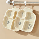 Axyaa 4-Grid Square Plastic Dinner Plate for Kids & Students, Reusable & Dishwasher Safe
