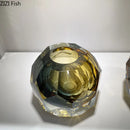 Axyaa Hexagonal Textured Glass Vase Modern Home Decor Bouquet Arrangement Tray