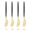 Axyaa Gold Fruit Cake Set: Mirror Stainless Steel Tea Fork, Snack Dessert, Small Salad Cutlery