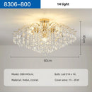 Axyaa Luxury Gold Crystal Ceiling Light Chandelier with LED Bulbs for Bedroom Decor