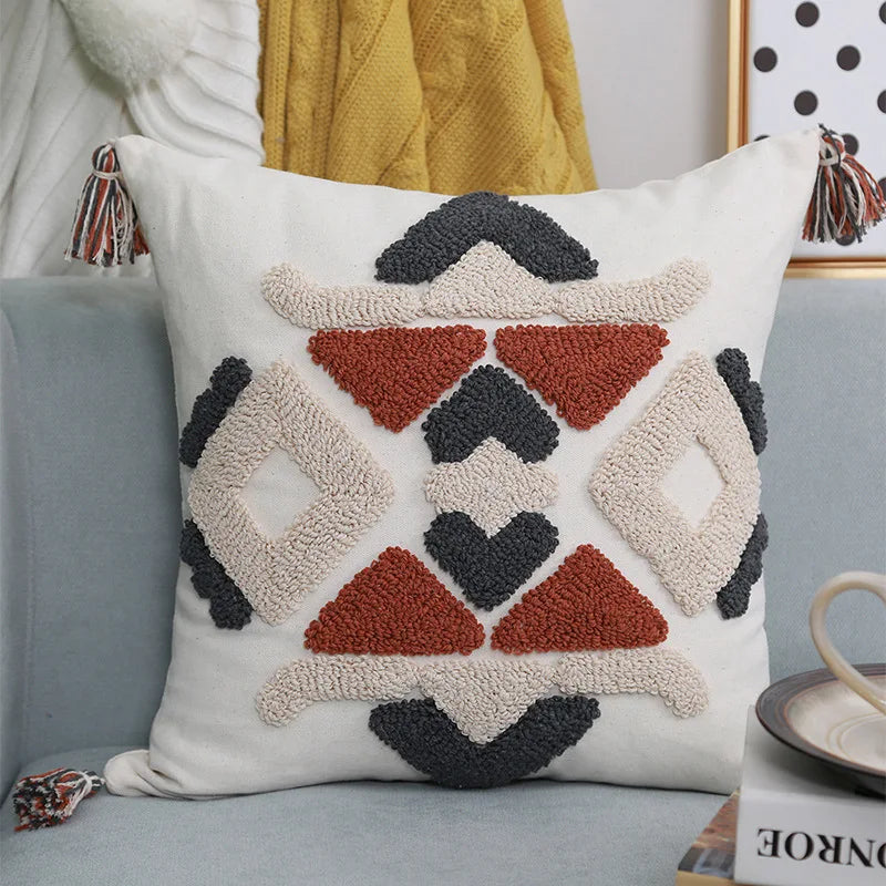 Axyaa Tufted Plush Tassels Cushion Cover for Stylish Home Decor