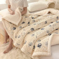 Axyaa Bear Printed Coral Fleece Winter Blanket - Double-layer Milk Velvet