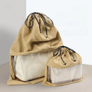 Axyaa Luxury Velvet Drawstring Storage Bag: Transparent Breathable Moisture-proof Organizer