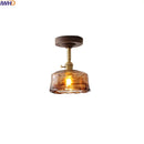 Axyaa Amber Glass Copper LED Ceiling Lights for Modern Home Decor