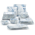 Axyaa Flora Marble Blue Porcelain Tableware Set for 6