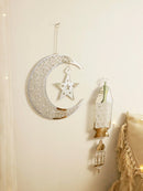 Silver Ramadan Moon & Star Acrylic Ornaments by Axyaa for Elegant Eid Decor