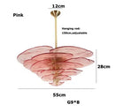 Axyaa Glass Flower Petal Chandelier - Bronze Metal Dining Table Hanging Lamp