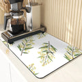 Axyaa Leaf Print Coasters & Drying Mat Set for Kitchen Essentials
