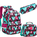 Axyaa Kids Backpack Set with Lunch Box and Pencil Case for Ages 8-10