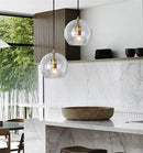 Axyaa Grey Glass Pendant Light for Kitchen Island Living Room Bedroom Bar