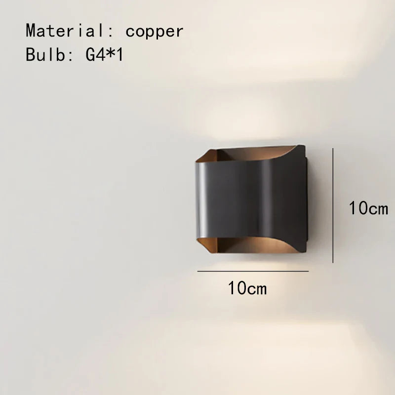 Axyaa Modern Brass LED Wall Lamp Gold Black Body Minimalist Lighting Sconce
