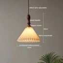 Axyaa Copper Glass LED Pendant Lights with Wood Handle, Modern Hanging Lamp for Home Décor.