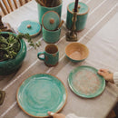 Axyaa Rustic Turquoise 16-Piece Ceramic Dinnerware Set