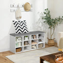 Axyaa Shoe Storage Bench with Cushion, 12-Cubby Organizer, 39.4L Capacity
