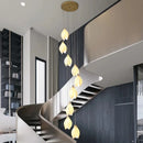 Axyaa Magnolia Chandelier: Luxury Ceramic Duplex Staircase LED Light for Living and Dining Rooms