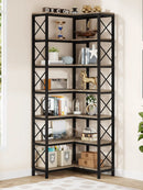 Tribesigns 7-Shelf Corner Bookshelf by Axyaa - Modern 7-Tier Tall Display Rack