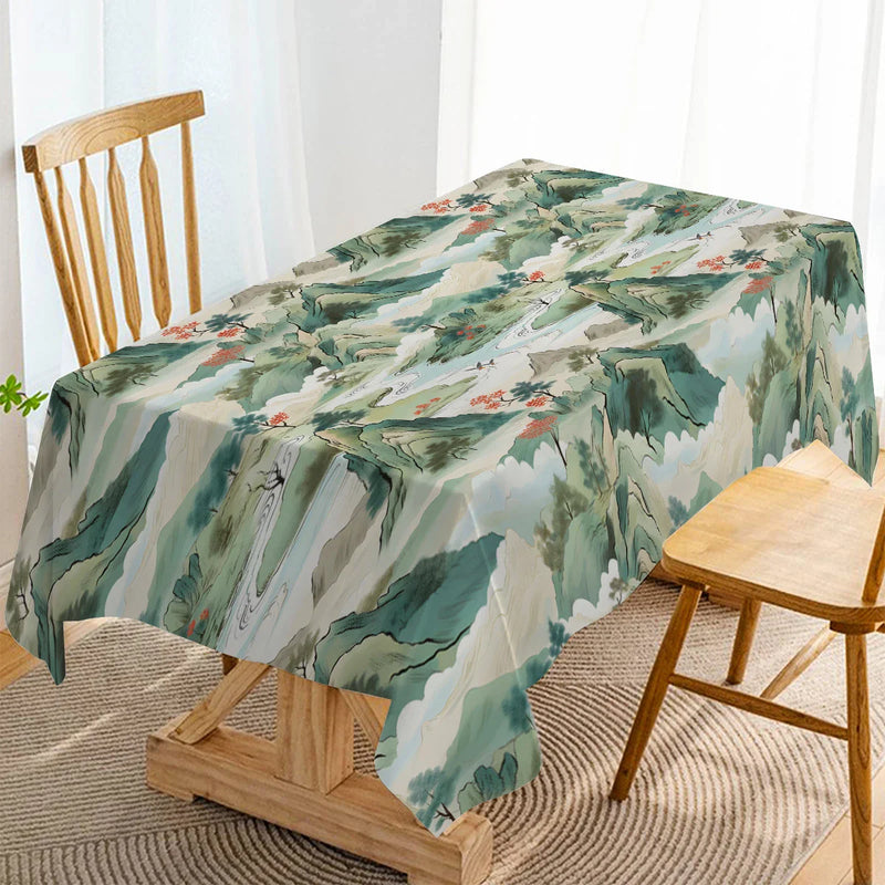 Axyaa Mountain Breeze Tablecloth: Elegant, Waterproof, & Stain Resistant Home Decor