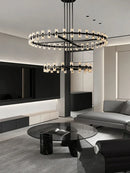 Axyaa Crystal Led Chandeliers - Luxury Gold Hanging Lamps for Living Room