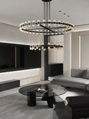 Axyaa Luxury Gold Chandeliers for Living Room in America with Glass Crystals and LED Lighting