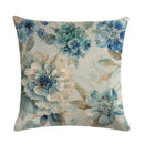 Axyaa Flower Linen Pillowcase 45*45cm, Soft Square Cushion Cover for Home Decor