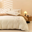 Axyaa Warm Fleece Embroidery 4-Piece Set | Cozy Contrast Colors | Skin-friendly & Thick