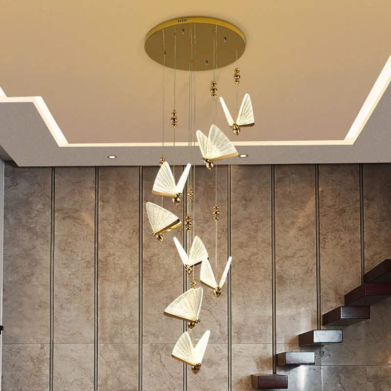 Axyaa Butterfly Chandelier: Modern LED Lighting for Living Room, Staircase, Bedroom