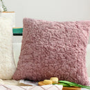 Axyaa White/Pink 45x45 Plush Cushion Cover for Living Room Sofa Couch Office