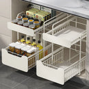 Axyaa 2-Layer Sliding Kitchen Organizer for Seasoning Bottles and Dishes