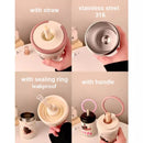 Axyaa 500ml Stainless Steel Cat Coffee Tumbler Thermos with Straw and Handle