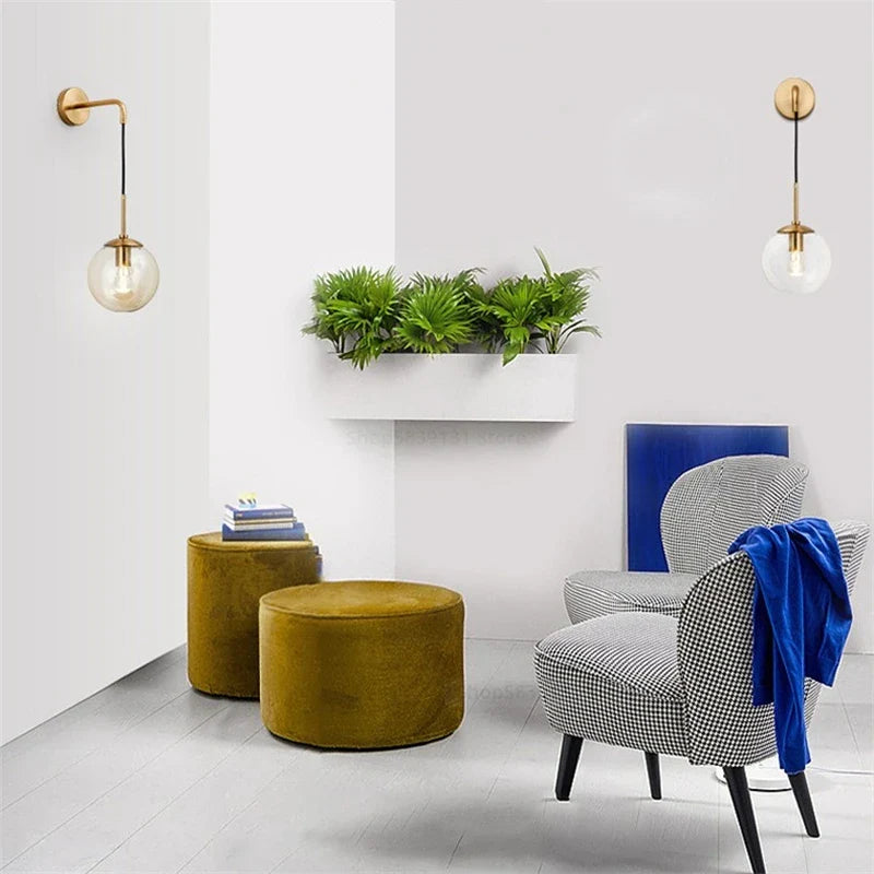 Axya Nordic Glass Ball Wall Lamps: Retro, Modern, LED Lighting Fixtures