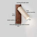 Axyaa Yellow Travertine LED Wall Sconce - Up Down Rotate Wooden Bedside Lamp