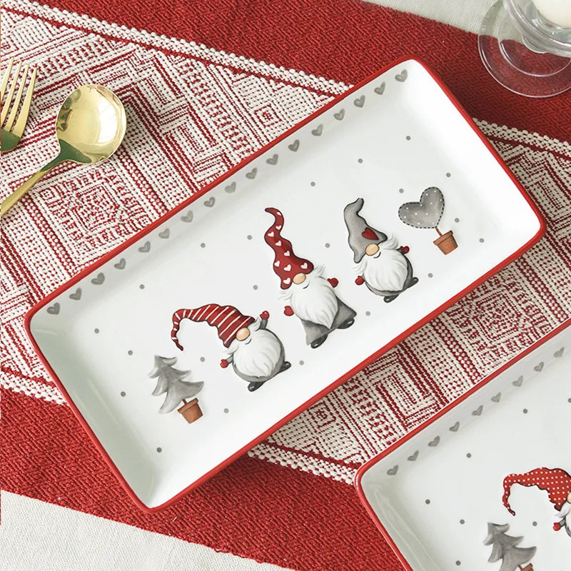 Axyaa Santa Relief Pattern Ceramic Plate for Festive Dining