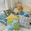 Axyaa Green Leaf Jacquard Embroidered Cushion Cover, 45x45cm