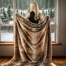 Axyaa Luxury Faux Fur Plaid Throw Blanket - Soft & Cozy Winter Sofa Cover