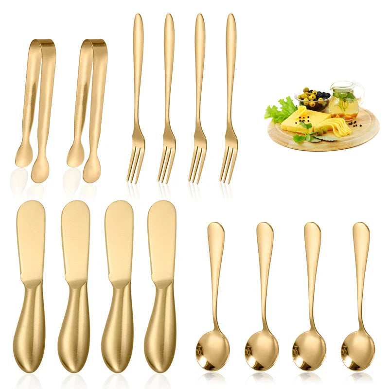 Axyaa 14-Piece Stainless Steel Kitchen Utensils Set and Tableware