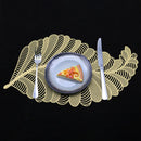 Axyaa Gold Leaf Shaped Christmas Placemats - Set of 6/10 Durable Washable Table Mats