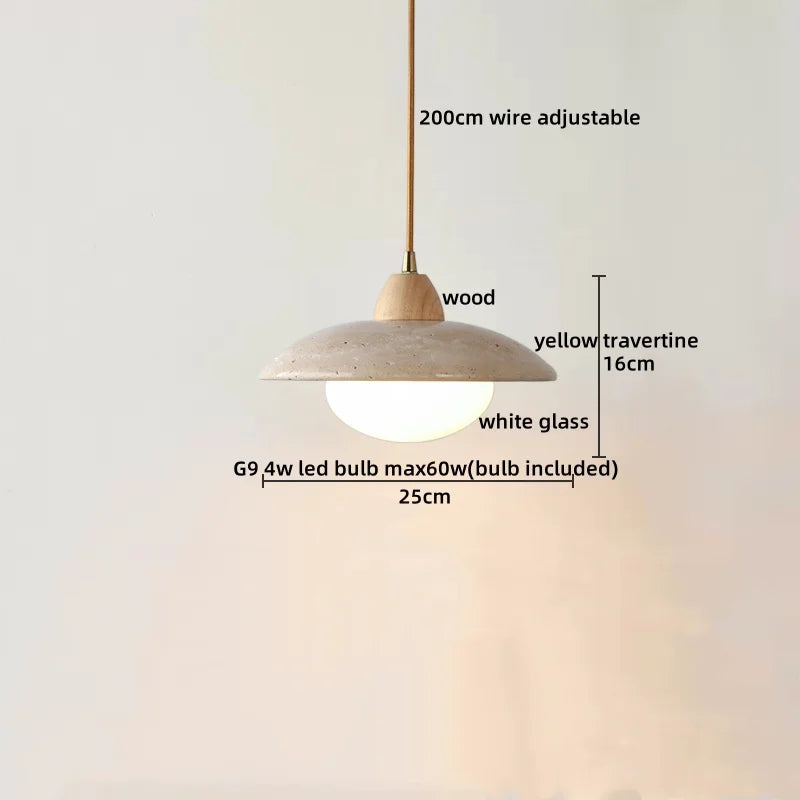 Axyaa Travertine LED Pendant Lamp for Bar, Bedroom, Living Room - Small Hanging Lights