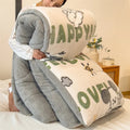 Axyaa Plush Cartoon Bear Blanket: Soft Warm Queen Comforter, Fluffy Fleece Winter Bedding