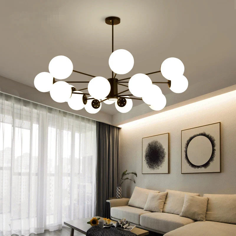 Axyaa Modern Glass Ball Chandelier for Dining and Living Room, E27 Lustre Ceiling Pendant Light