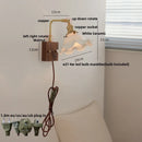 Axyaa Walnut Brass LED Wall Sconce Nordic Modern Bedside Lamp Rotatable Stair Light