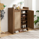 Axyaa 24 Pair Shoe Storage Cabinet, Rattan Doors, 6-Tier Farmhouse Style