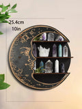 Black Moon Wooden Crystal Shelf Display for Modern Home Decor - Axyaa
