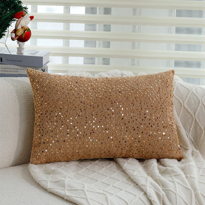 Red Gold Sequin Cushion Cover 45x45 - Axyaa High Quality Luxury Home Decoration