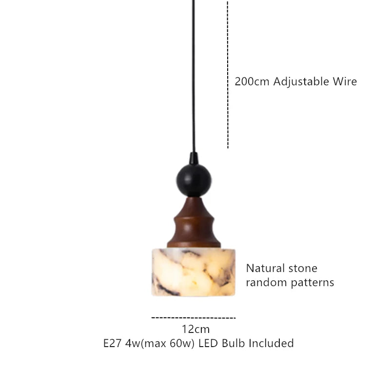 Axyaa 12cm Stone LED Pendant Lamp for Home Decor Living Dining Room