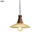 Axyaa LED Wood Pendant Light with Clear Glass Shade E27 90v-260v Suspension Luminaire