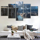 Axyaa Fjord Cliff Mountain Landscape Wall Art Nature Poster Painting 5-Piece Canvas Print