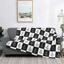 Axyaa Freemason Checkered Pattern Flannel Blanket - Funny Masonic Throw Blanket