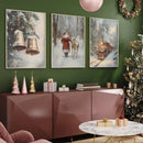 Axyaa Vintage Christmas Snow Forest Wall Art Set