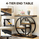 Axyaa Industrial 4-Tier Wood Side Table with Storage Shelves